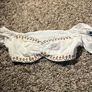 White Embroidered Off-Shoulder Top